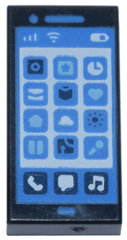 Tile 1 x 2 with Blue and White Cell Phone / Smartphone Screen and Medium Azure App Icons Pattern