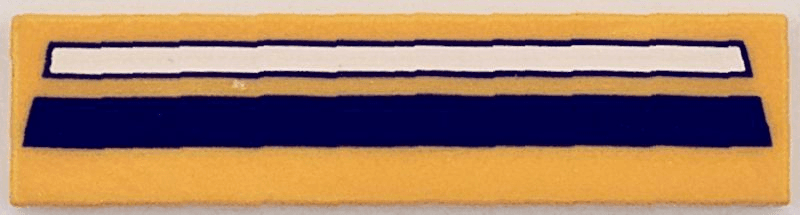 Tile 1 x 4 with Dark Blue and White Stripe Pattern