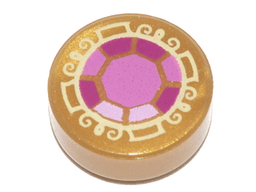 Tile, Round 1 x 1 with Bright Pink, Dark Pink and Magenta Faceted Jewel Pattern