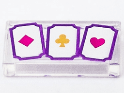 Tile 1 x 2 with 3 Playing Cards with Diamond, Club and Heart Pattern