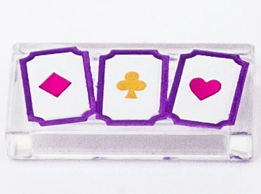 Tile 1 x 2 with 3 Playing Cards with Diamond, Club and Heart Pattern
