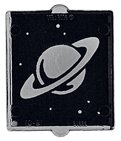 Glass for Window 1 x 2 x 2 Flat Front with Saturn and Dots on Black Background Pattern