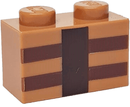 Brick 1 x 2 with Reddish Brown and Dark Brown Minecraft Crafting Table Lines Pattern