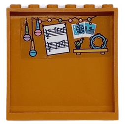 Panel 1 x 6 x 5 with Microphones, Music Notes, Rollercoaster Photos and Tambourine Pattern (Sticker) - Set 41682