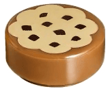 Tile, Round 1 x 1 with Cookie with Tan Frosting and Reddish Brown Chocolate Sprinkles Pattern