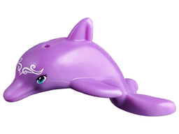 Dolphin, Mini Doll Style, Jumping with Bottom Axle Holder with Medium Azure Eyes and White Face Decorations Pattern (Elves Delphia)