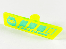 Minifigure, Utensil Gameplayer Label with Pixelated Medium Azure Ninja Head and Broken Stripe / Health Bar Pattern