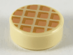 Tile, Round 1 x 1 with Waffle, Nougat Squares with Medium Nougat Edges Pattern