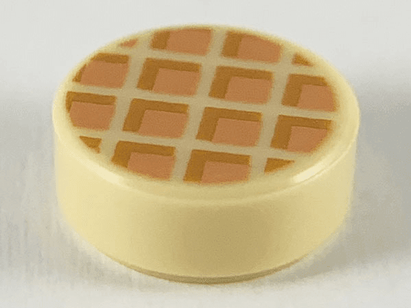 Tile, Round 1 x 1 with Waffle, Nougat Squares with Medium Nougat Edges Pattern