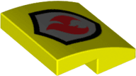 Slope, Curved 2 x 2 x 2/3 with Red and Silver Fire Logo Pattern