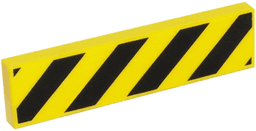 Tile 1 x 4 with Black and Yellow Danger Stripes (Black Corners) Pattern