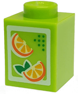 Brick 1 x 1 with Oranges Pattern (Juice Carton)