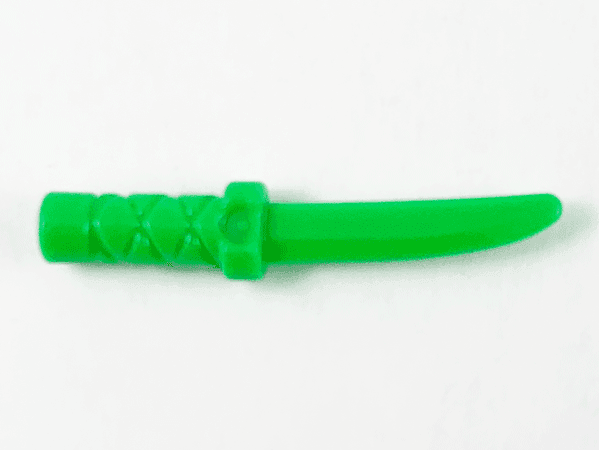 Minifigure, Weapon Knife with Flat Hilt End and Curved Blade, Cross Hatched Grip
