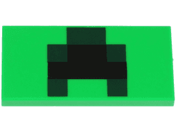 Tile 2 x 4 with Black and Dark Green Squares and Rectangles Pattern (Minecraft Creeper Mouth)