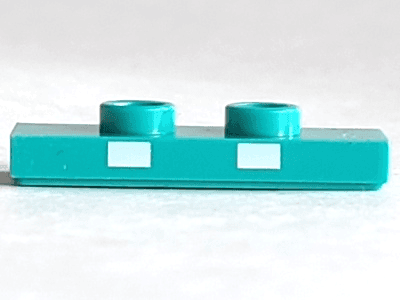 Plate, Modified 1 x 3 with 2 Studs (Double Jumper) with 2 White Rectangles Pattern (Super Mario Bone Goomba Teeth)