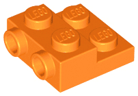 Plate, Modified 2 x 2 x 2/3 with 2 Studs on Side - Solid Bottom Tube