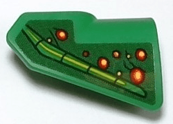Technic, Panel Fairing # 7 Very Small Smooth Short, Side A with Red and Yellow Spots, Lime and Dark Green Scales and Skin Pattern (Sticker) - Set 42149