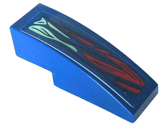 Slope, Curved 3 x 1 with Dark Red and Sand Green Skin Pattern (Sticker) - Set 76154