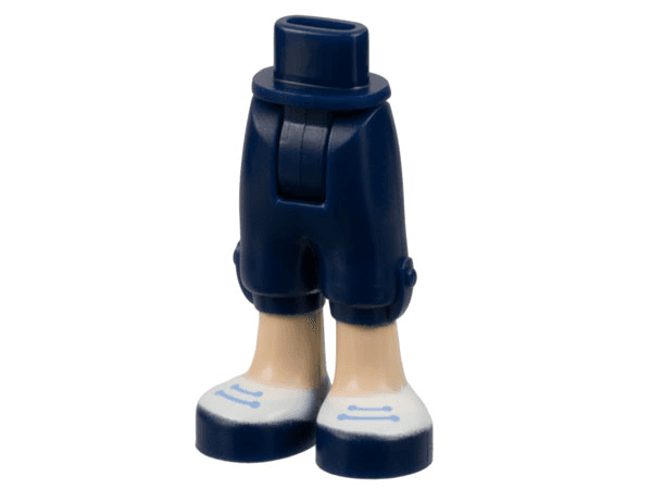 Mini Doll Hips and Trousers Cropped with Light Nougat Legs and White Shoes with Dark Blue Soles and Sand Blue Laces Pattern - Thick Hinge