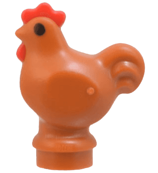 Chicken, Wide Base with Molded Red Comb and Wattle and Printed Black Eyes Pattern