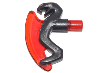 Minifigure, Weapon Axe Head with Snake and Trans-Red Curved Blade Pattern