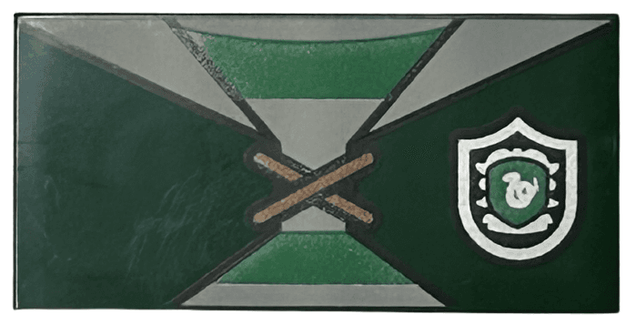 Tile 2 x 4 with Quidditch Robe Tied over Shirt with Green and Light Bluish Gray Stripes, Slytherin Crest Pattern (BrickHeadz Draco Malfoy Torso)
