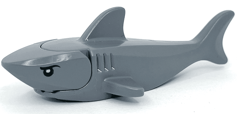 Shark with Rounded Nose and Debossed Gills with Black Eyes with Eyelids and White Partial Circle Glints Pattern