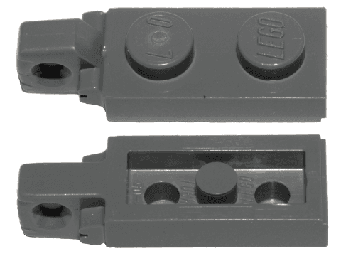 Hinge Plate 1 x 2 Locking with 1 Finger on End with Bottom Groove