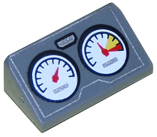 Slope 30 1 x 2 x 2/3 with 2 Gauges and Silver Outline Pattern