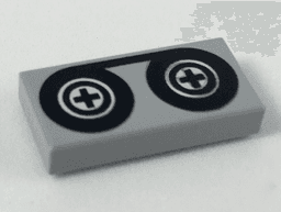 Tile 1 x 2 with Black Tape Reels Pattern