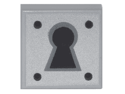 Tile 1 x 1 with Black Keyhole and 4 Dots on Silver Background Pattern