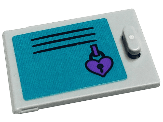 Container, Cupboard 2 x 3 x 2 Door with Locker, Black Vent Lines and Medium Lavender Heart Padlock on Dark Turquoise Background Pattern (Sticker) - Set 41711