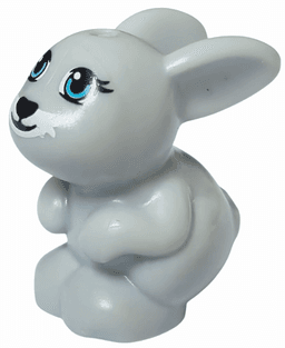 Bunny / Rabbit, Mini Doll Style, Sitting with Medium Azure Eyes, Black Nose and Mouth and White Muzzle Pattern