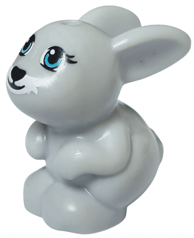 Bunny / Rabbit, Mini Doll Style, Sitting with Medium Azure Eyes, Black Nose and Mouth and White Muzzle Pattern